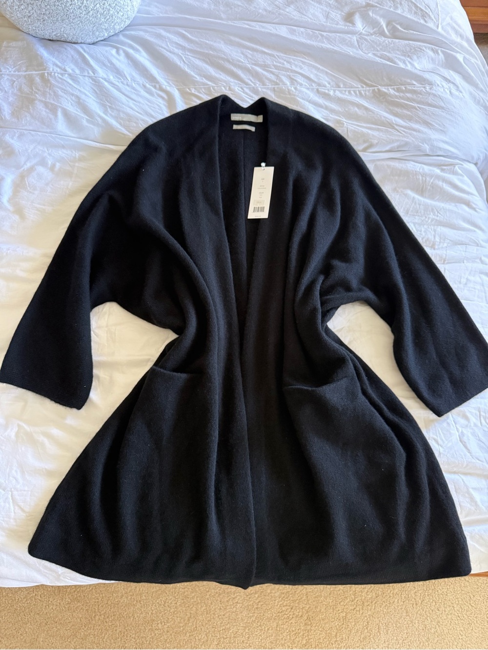 Vince 100% Cashmere Black Open-Front Women’s Sweater Cardigan